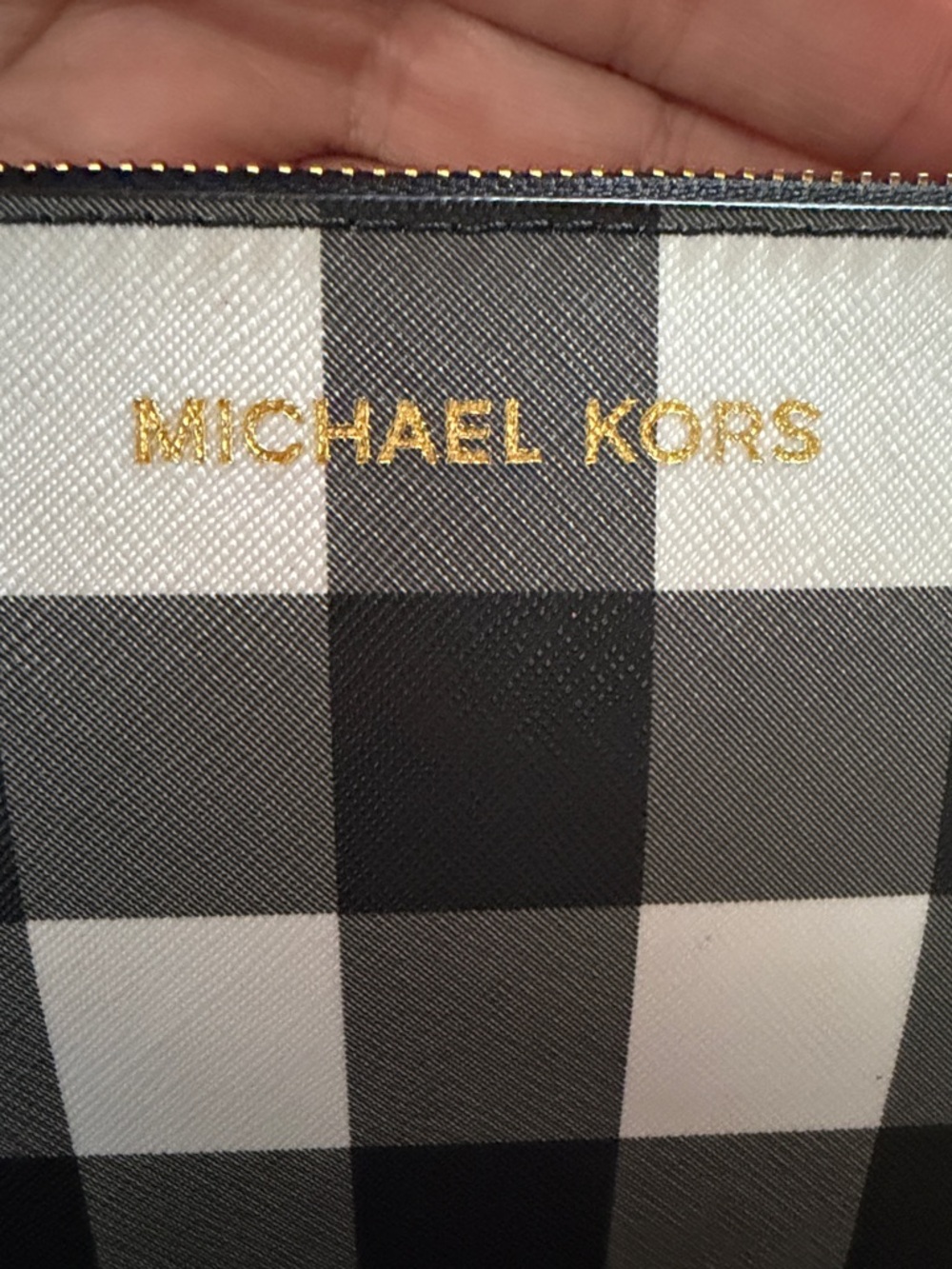 NWOT Vintage Michael Kors Black and White Checkered Wristlet Pouch - Picture 3 of 8